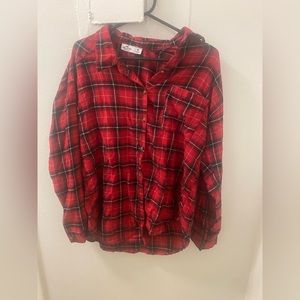Red with black strip flannel , comfy shirt